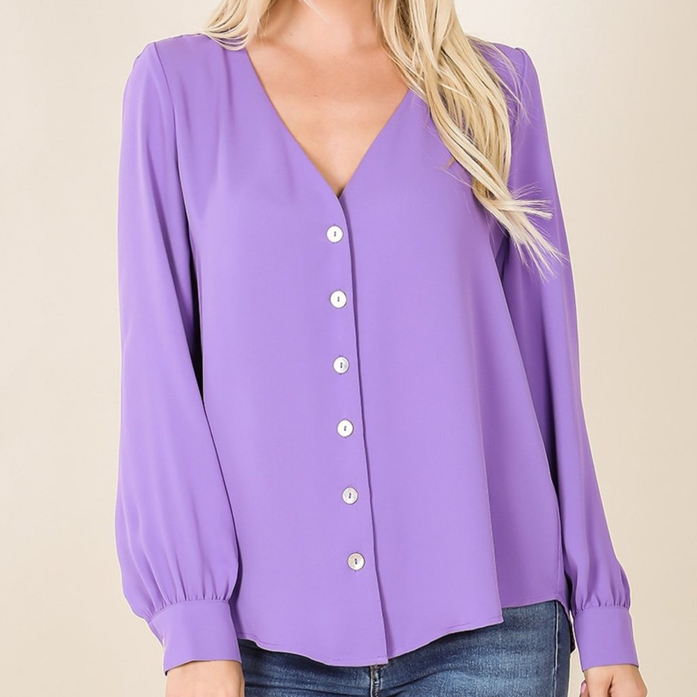 Lilac Woven Knit Button Down Shirt